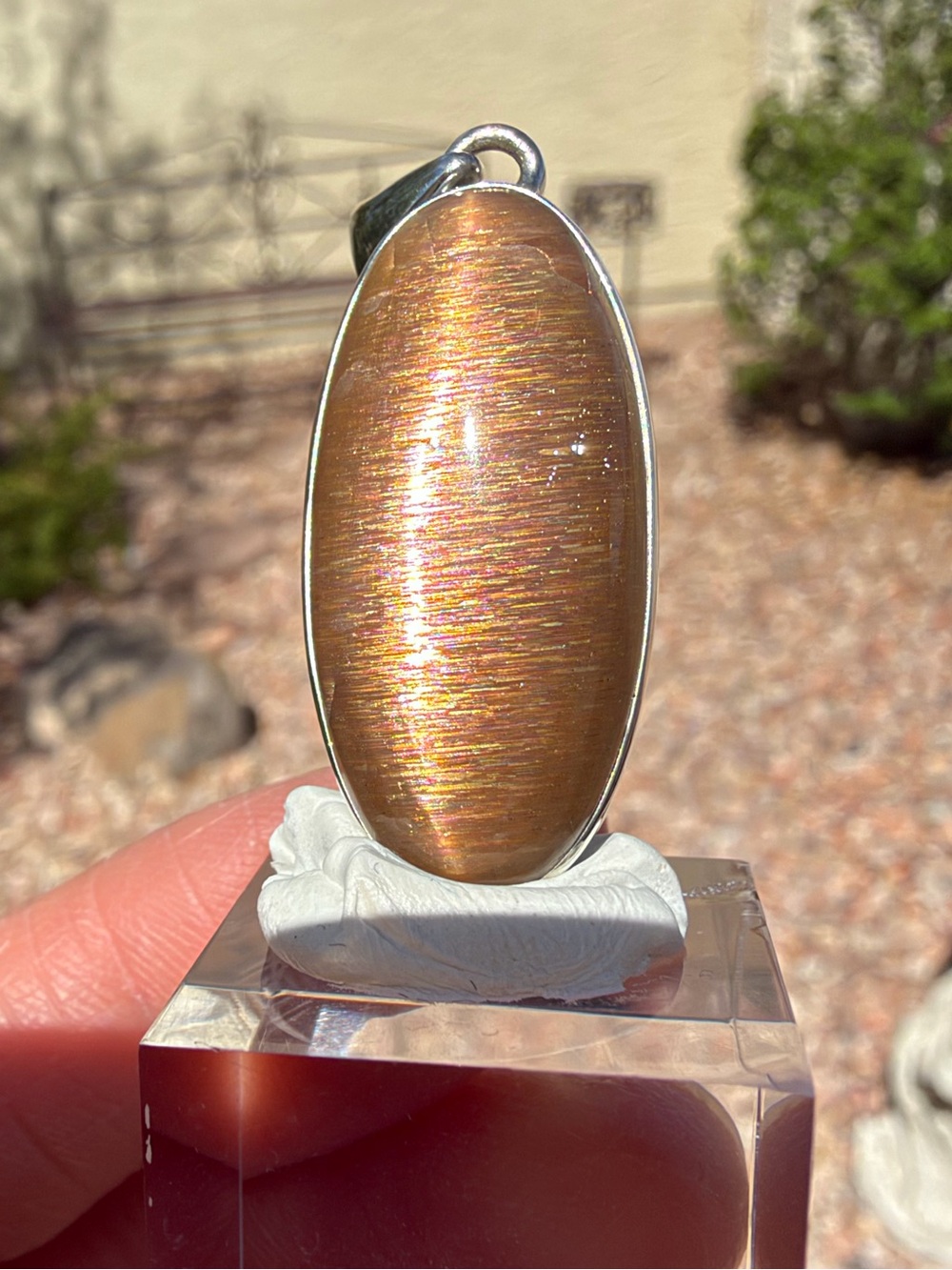 Sunstone Oval Sterling Silver Pendant